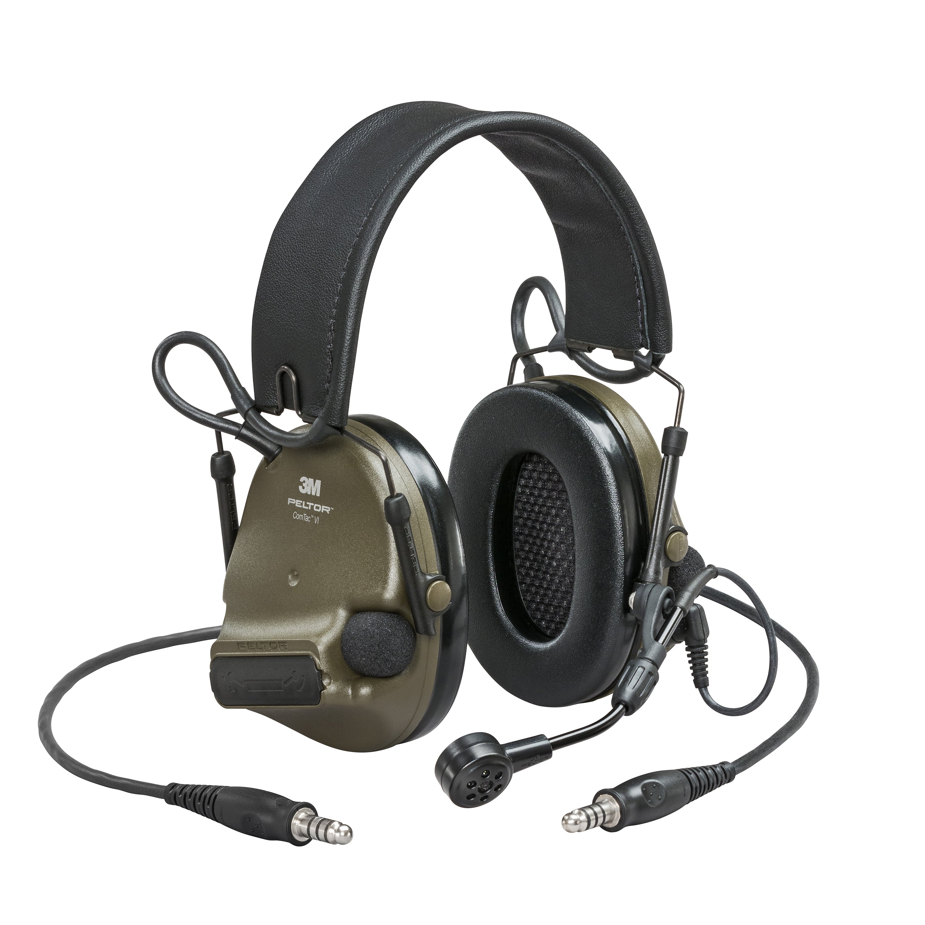 3M™ PELTOR™ ComTac VI NIB Auriculares verdes, Entrada MI, Cable OTAN, doble cable