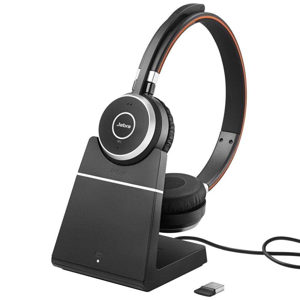 Auriculares estéreo Bluetooth USB Jabra Evolve 65 MS (incluye base de carga) - Reacondicionados