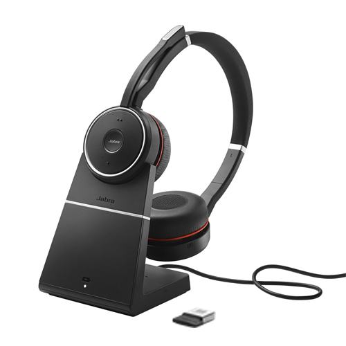 Auriculares estéreo Jabra Evolve 75 MS NC (incluye base de carga) - Reacondicionados