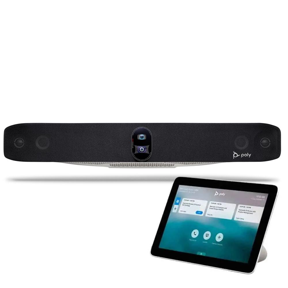 Barra de video Poly Studio X70 para salas grandes, con interfaz de pantalla táctil TC8